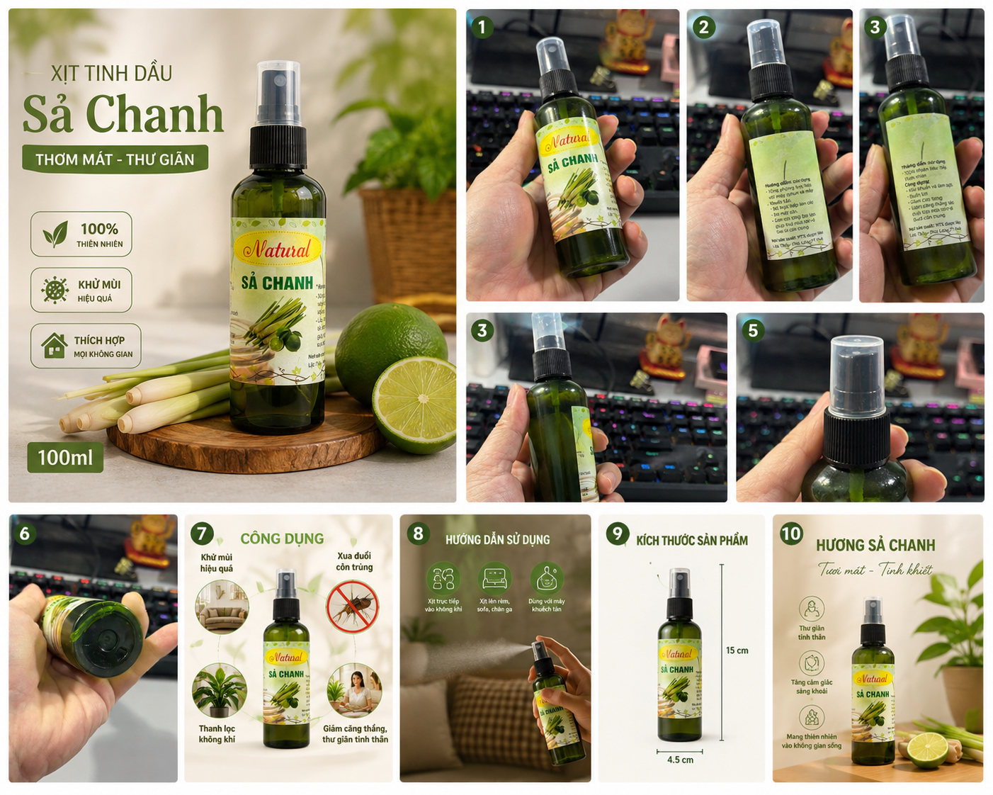 Tinh Dầu Sả Chanh Xịt Phòng