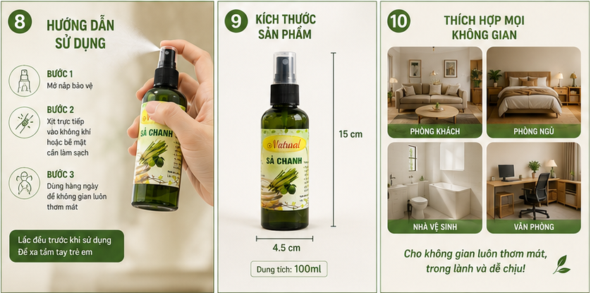 Tinh Dầu Sả Chanh Xịt Phòng