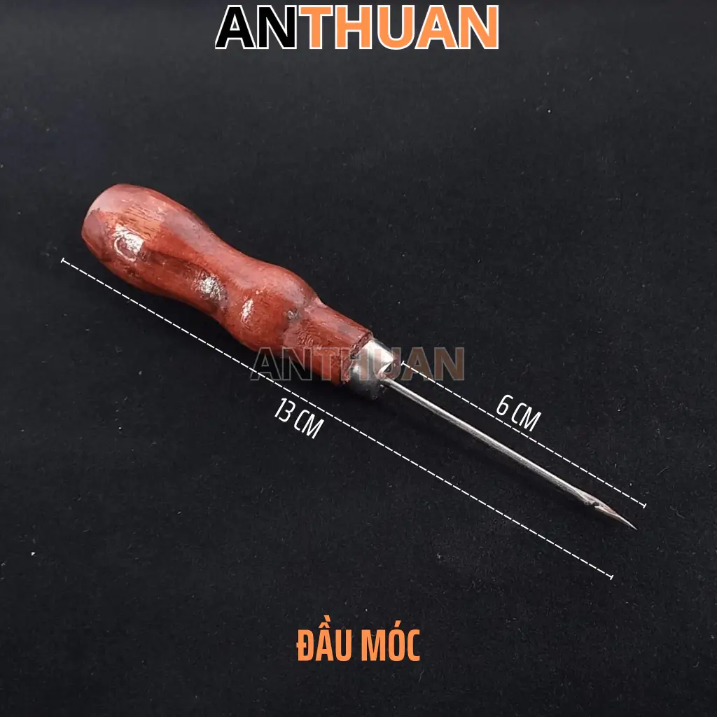 Cây dùi lỗ, dùi móc may sửa đồ da, túi xách, giày dép cán gỗ - đầu móc