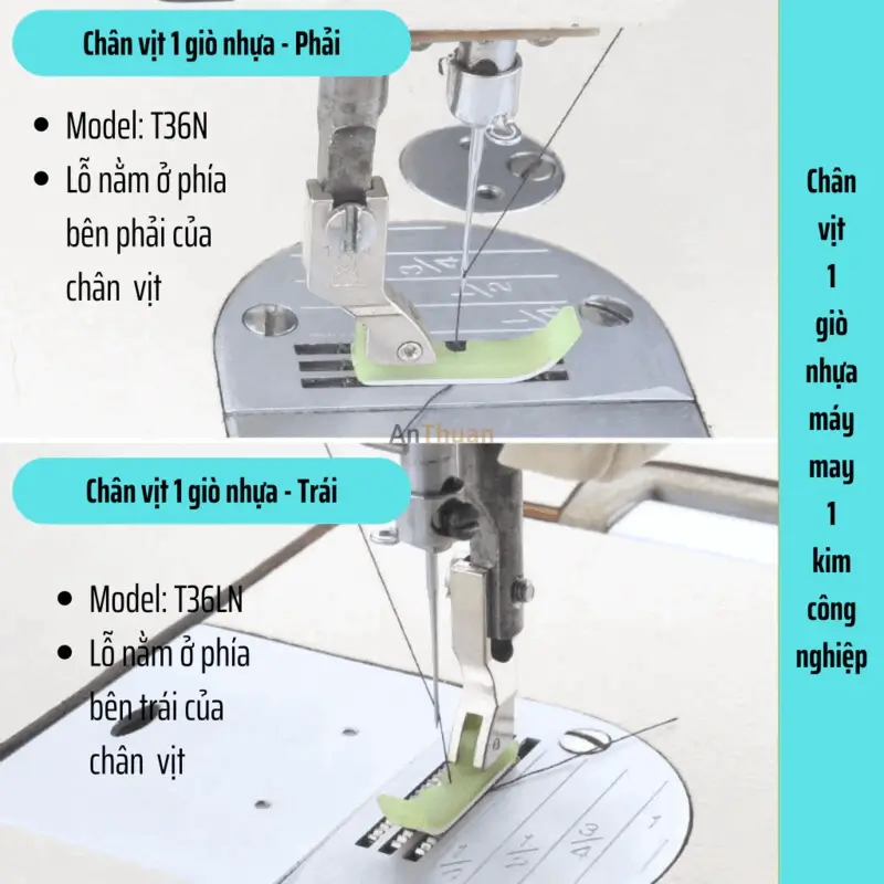 Chân vịt 1 giò nhựa T36N T36LN may dây kéo, may chi tiết máy may 1 kim công nghiệp