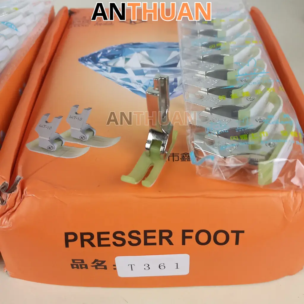 Chân vịt mẹ bồng con nhựa T360 T361 may dây kéo, may chi tiết máy may 1 kim công nghiệp