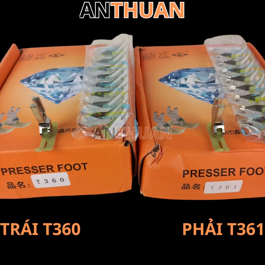 Chân vịt mẹ bồng con nhựa T360 T361 may dây kéo, may chi tiết máy may 1 kim công nghiệp