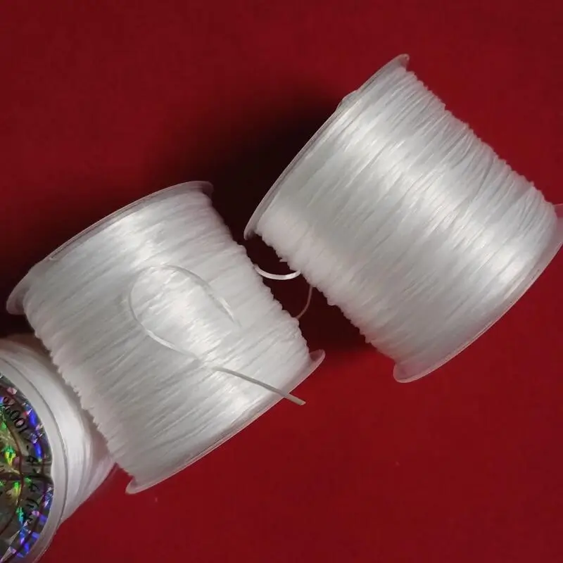 Cuộn Dây Cước Thun Lụa Co Giãn Màu Trắng 0.8mm*40m Xỏ Chuỗi Hạt Cho Làm Vòng Đeo Tay Handmade