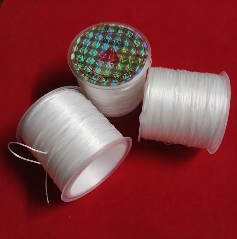 Cuộn Dây Cước Thun Lụa Co Giãn Màu Trắng 0.8mm*40m Xỏ Chuỗi Hạt Cho Làm Vòng Đeo Tay Handmade