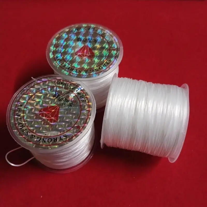 Cuộn Dây Cước Thun Lụa Co Giãn Màu Trắng 0.8mm*40m Xỏ Chuỗi Hạt Cho Làm Vòng Đeo Tay Handmade