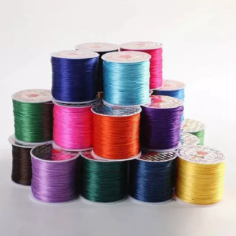 Cuộn Dây Cước Thun Lụa Co Giãn Nhiều Màu Xỏ Chuỗi Hạt 0.6MM*60M