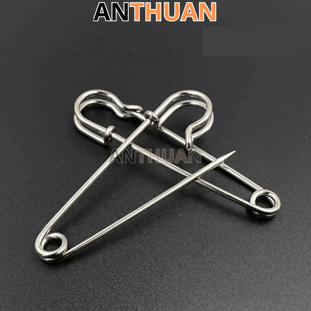Kim Ghim Băng Bằng Thép Không Gỉ Dài 70mm Màu Bạc, Vàng, Đen, Kim Tây, Ghim Cài Áo Lớn DIY