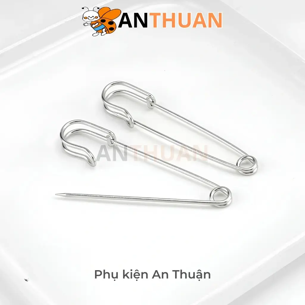 Kim Ghim Băng Bằng Thép Không Gỉ Dài 70mm Màu Bạc, Kim Tây, Ghim Cài Áo Lớn DIY