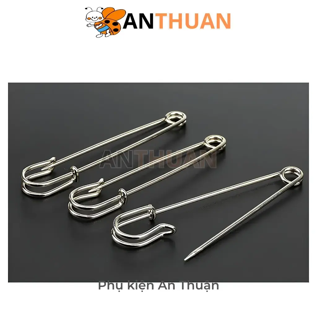 Kim Ghim Băng Bằng Thép Không Gỉ Dài 70mm Màu Bạc, Kim Tây, Ghim Cài Áo Lớn DIY