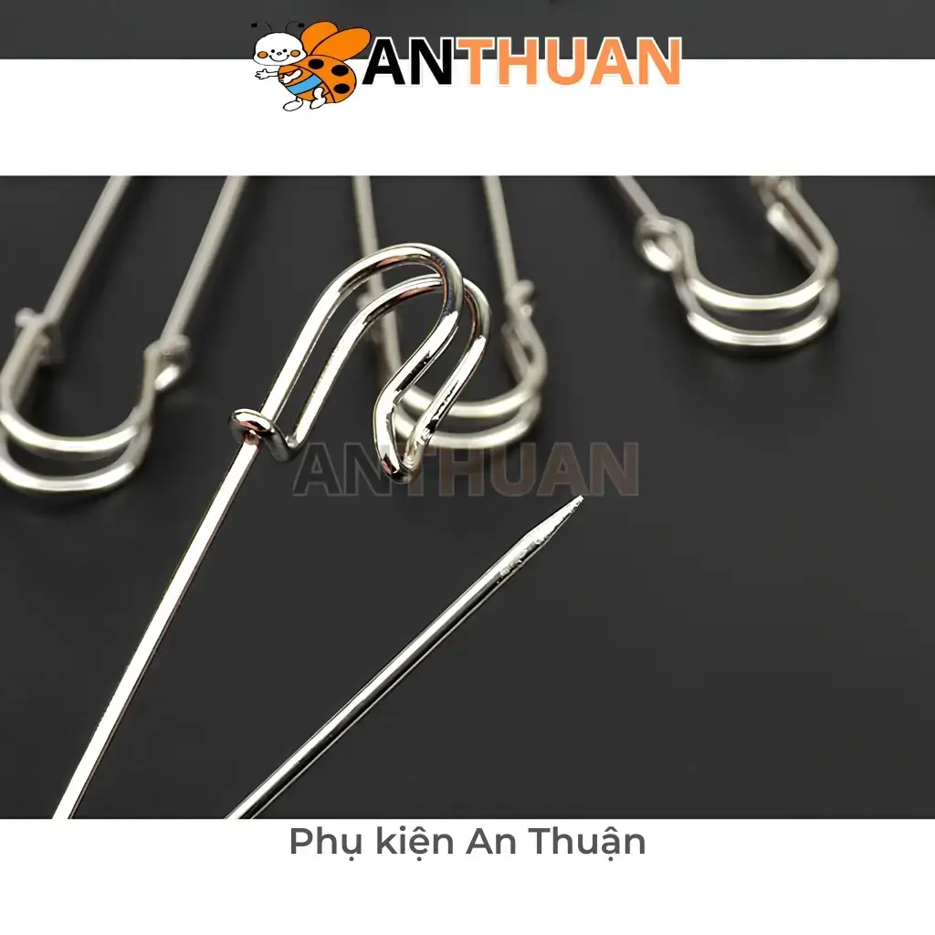 Kim Ghim Băng Bằng Thép Không Gỉ Dài 70mm Màu Bạc, Kim Tây, Ghim Cài Áo Lớn DIY