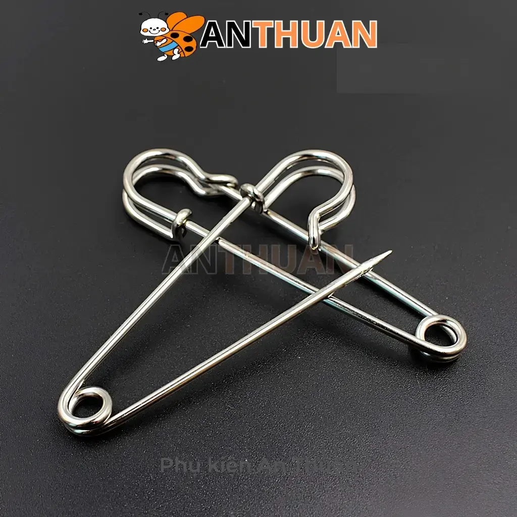 Kim Ghim Băng Bằng Thép Không Gỉ Dài 70mm Màu Bạc, Kim Tây, Ghim Cài Áo Lớn DIY