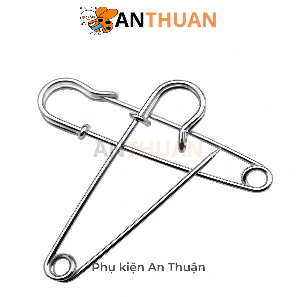 Kim Ghim Băng Bằng Thép Không Gỉ Dài 70mm Màu Bạc, Kim Tây, Ghim Cài Áo Lớn DIY