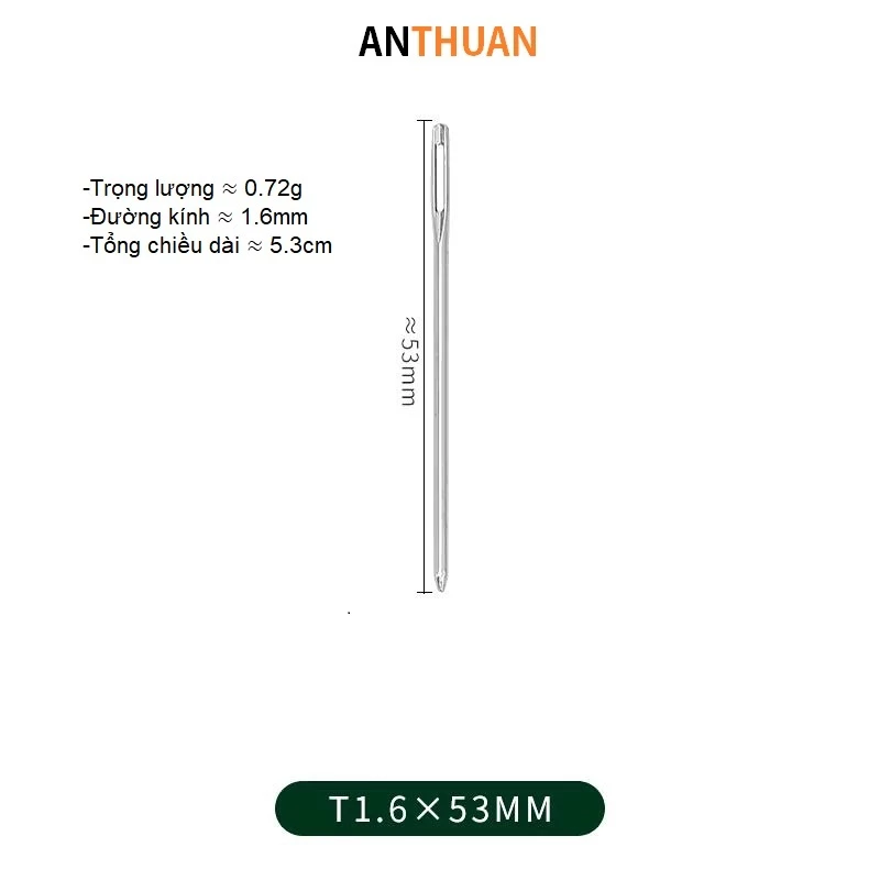 Kim Khâu Len Kim Loại Lỗ To Đầu Tù Dài 5.3cm, 6cm, 7cm