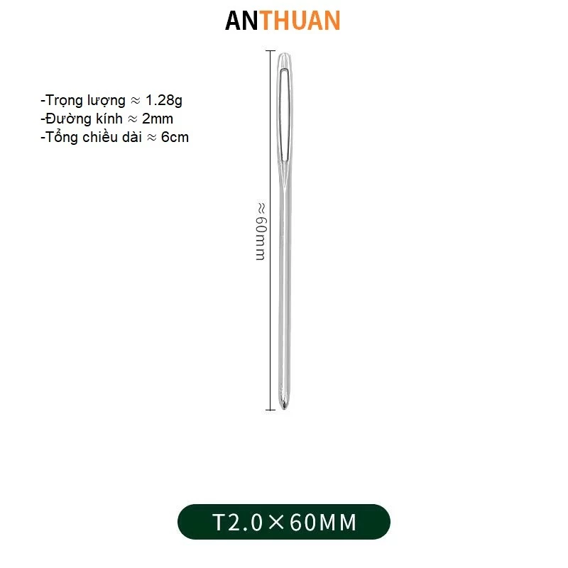 Kim Khâu Len Kim Loại Lỗ To Đầu Tù Dài 5.3cm, 6cm, 7cm