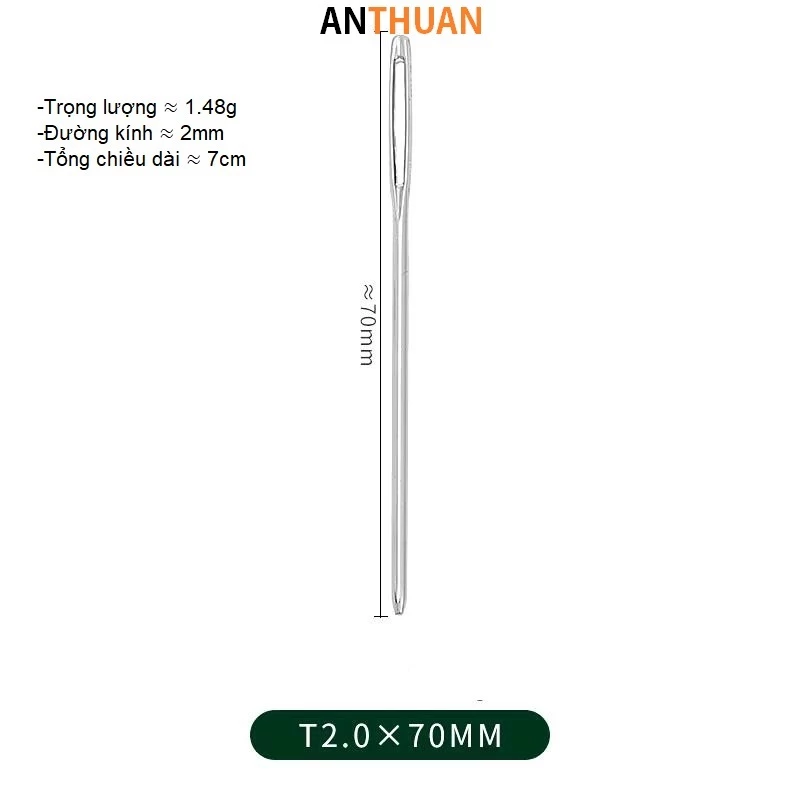 Kim Khâu Len Kim Loại Lỗ To Đầu Tù Dài 5.3cm, 6cm, 7cm