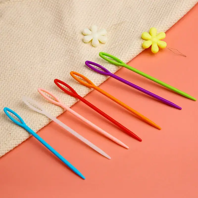 Kim khâu len nhựa lỗ to dài 5.5cm-9cm nhiều màu sắc DIY