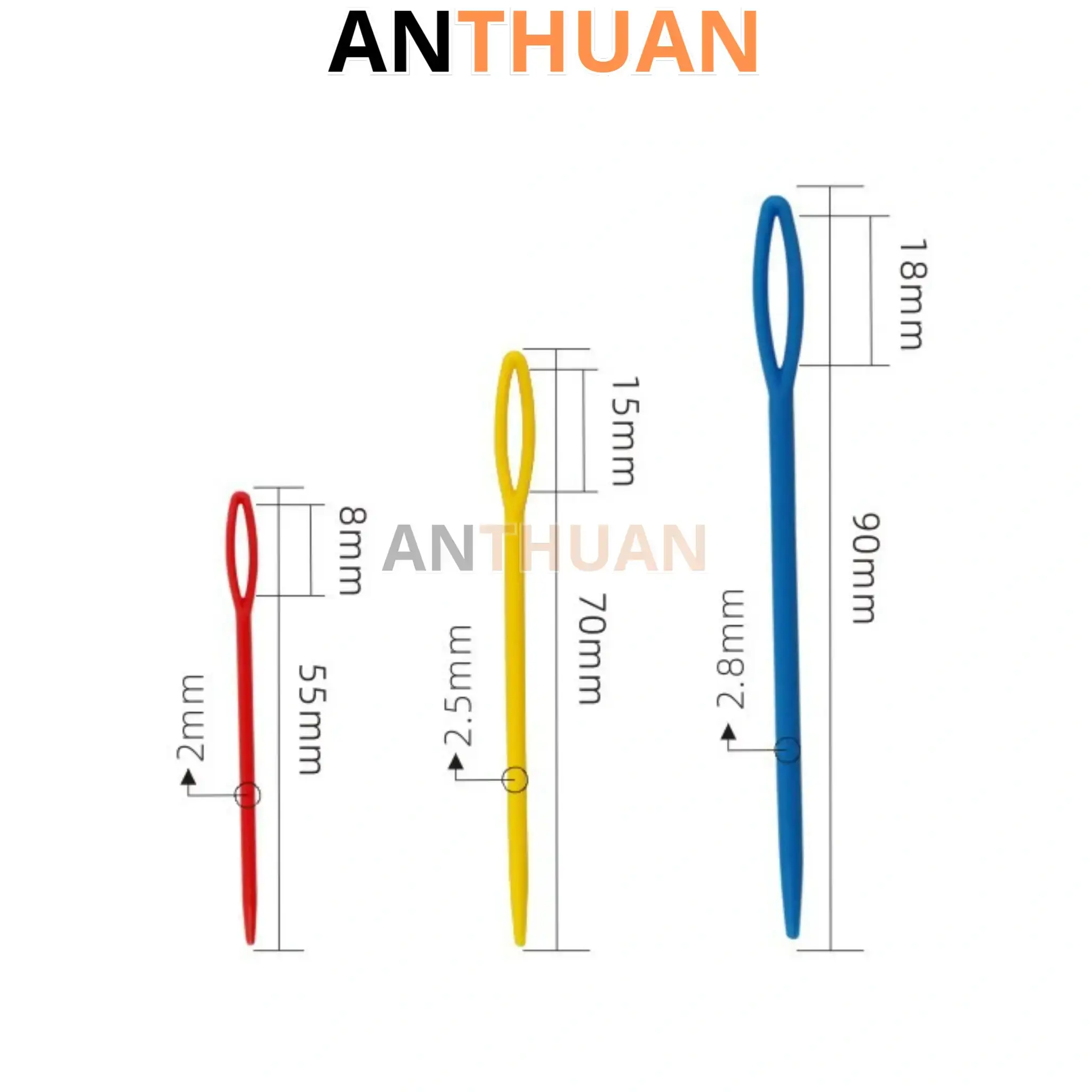 Kim khâu len nhựa lỗ to dài 5.5cm-9cm nhiều màu sắc DIY