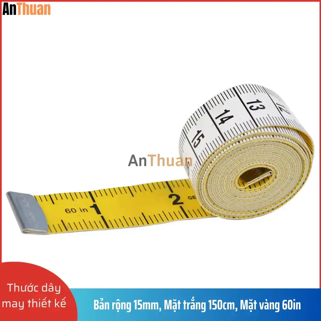 Thước dây Đức Hoechstmass 2 mặt trắng vàng dài 150cm/60inch vạch kẻ rõ ràng đo chuẩn xác, mềm mại