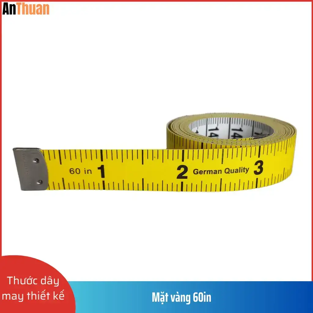 Thước dây Đức Hoechstmass 2 mặt trắng vàng dài 150cm/60inch vạch kẻ rõ ràng đo chuẩn xác, mềm mại