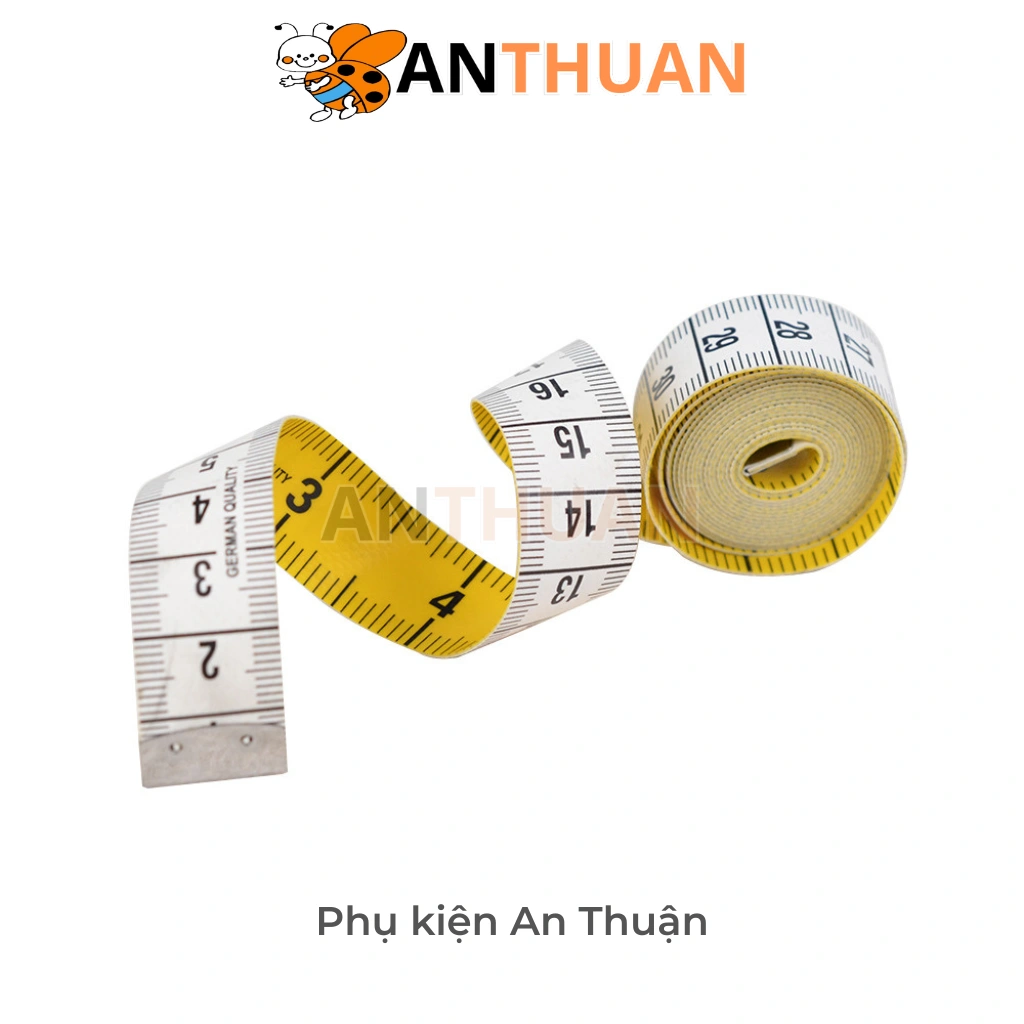 Thước dây German Quality 2 mặt trắng vàng dài 150cm/60inch vạch kẻ rõ ràng đo chuẩn xác, mềm mại