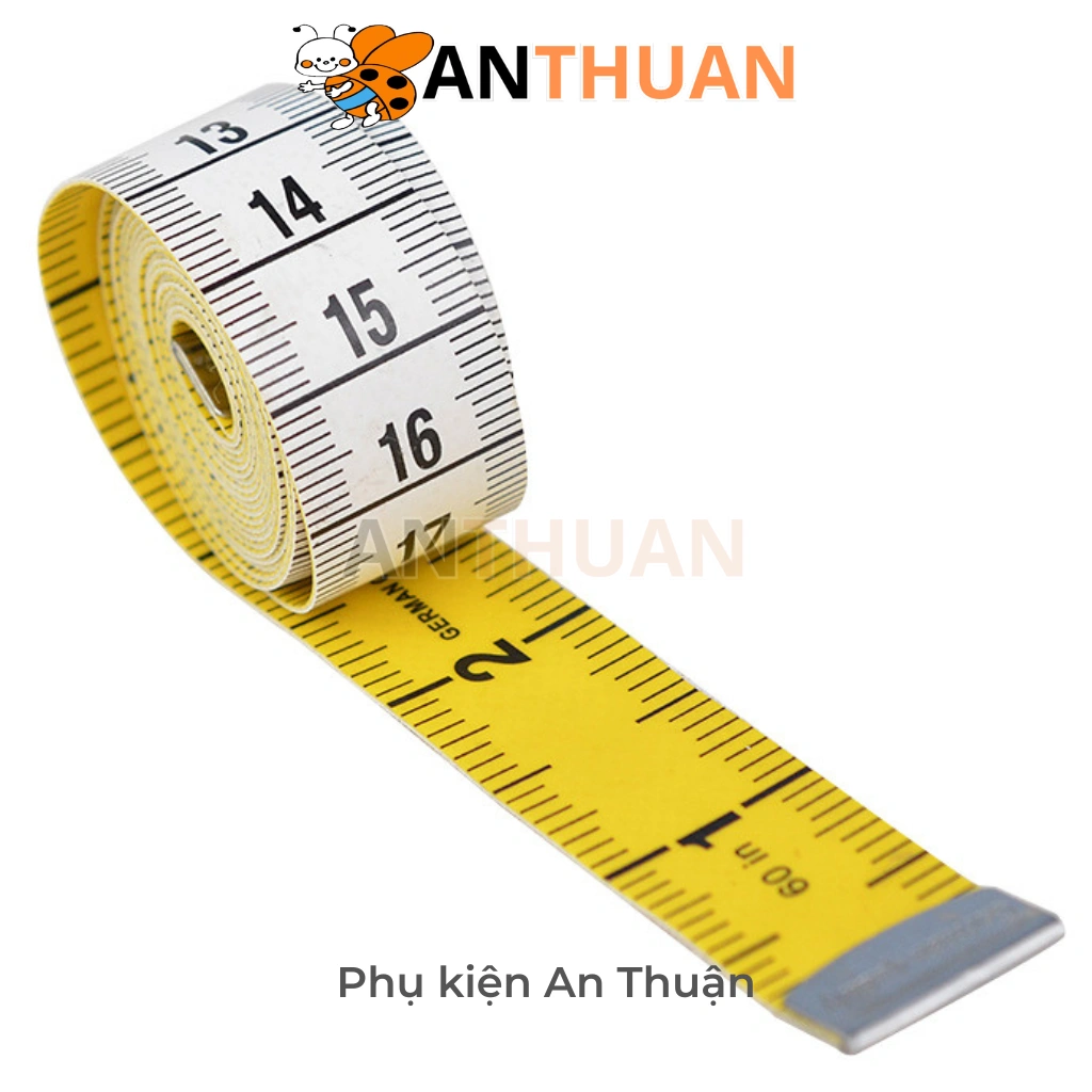 Thước dây German Quality 2 mặt trắng vàng dài 150cm/60inch vạch kẻ rõ ràng đo chuẩn xác, mềm mại