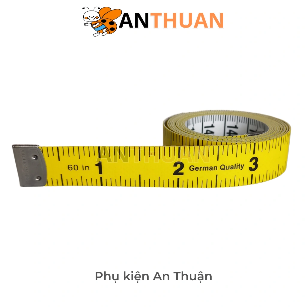 Thước dây German Quality 2 mặt trắng vàng dài 150cm/60inch vạch kẻ rõ ràng đo chuẩn xác, mềm mại