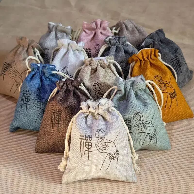 Túi Dây Rút Vải Gai 2 Lớp Đựng Vòng Tay – Chuỗi Hạt Phật 15×19cm