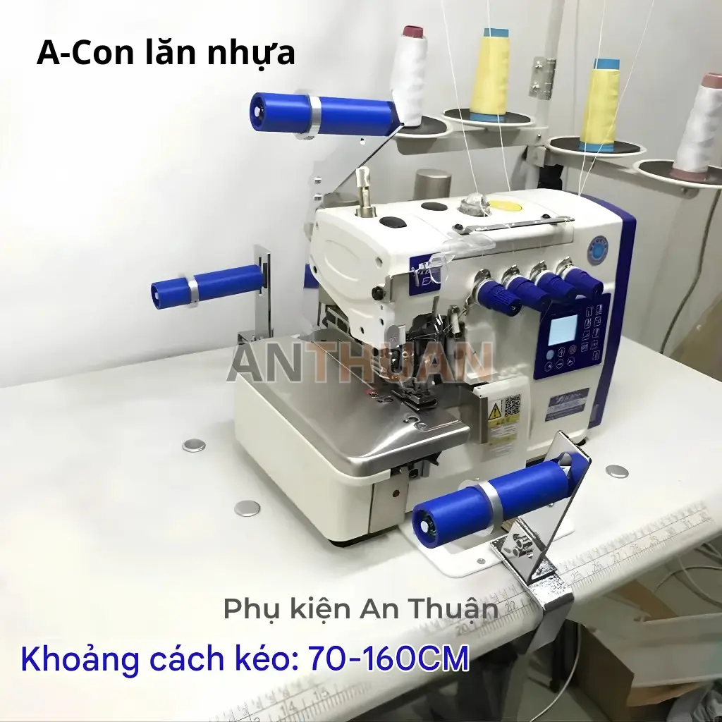 Bộ trợ lực căng thun lắp trên máy vắt sổ dẫn dây thun khi may