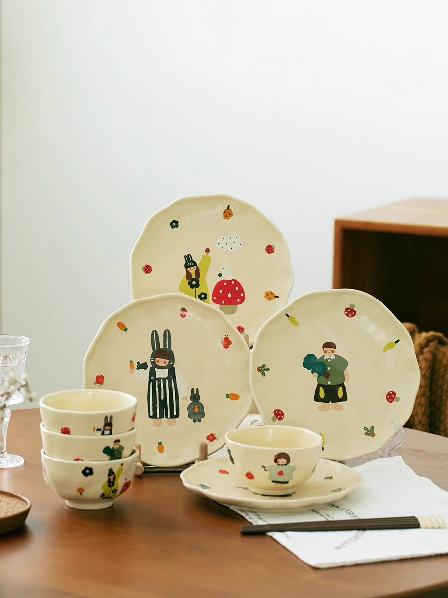 Set bát mushroom Family set 4 người