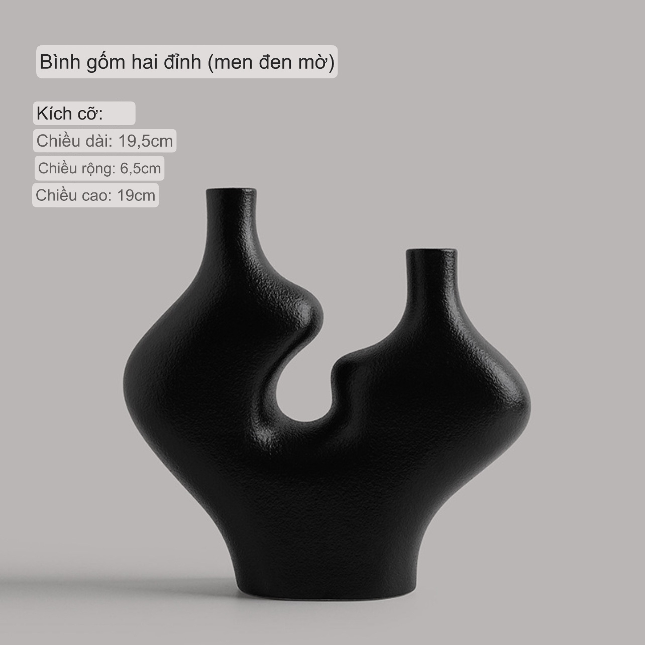 Bình gốm 2 đỉnh