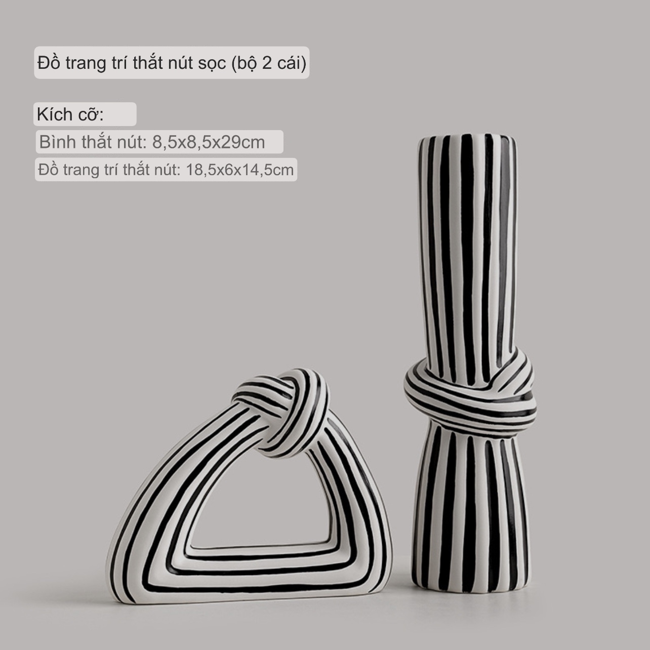 Set bình knot kẻ sọc