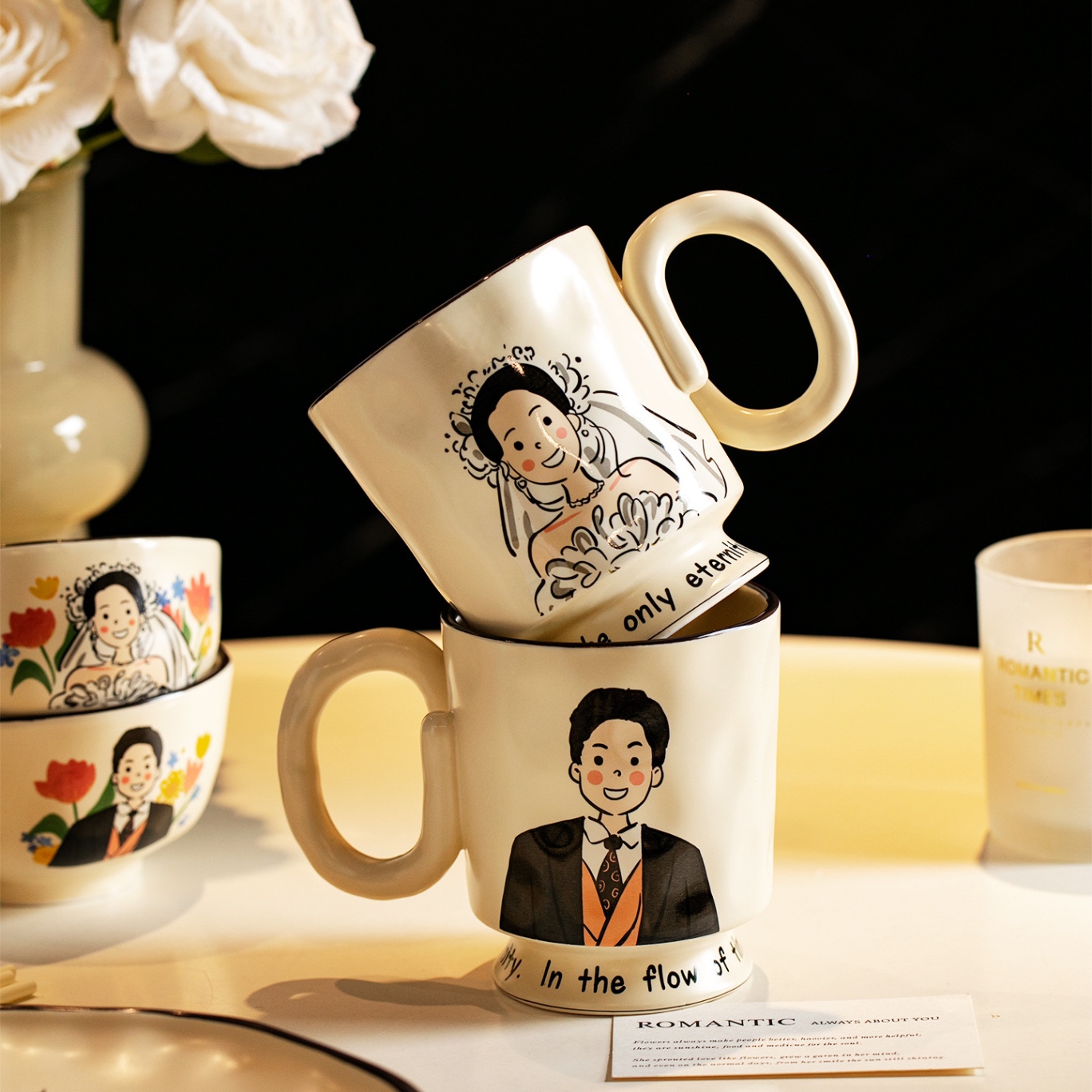 Set cốc happy wedding