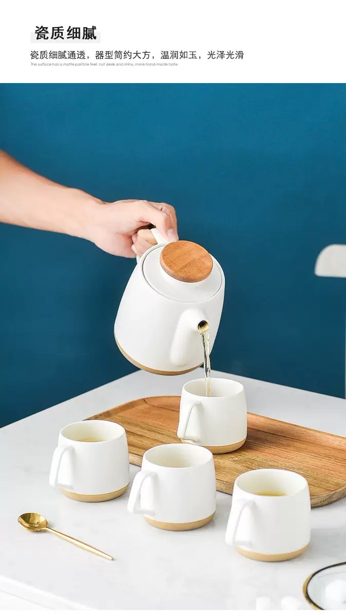 Bộ trà simple ceramic 4 tách