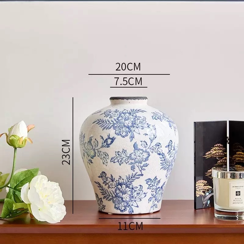 Bình gốm hoa xanh Mỹ E