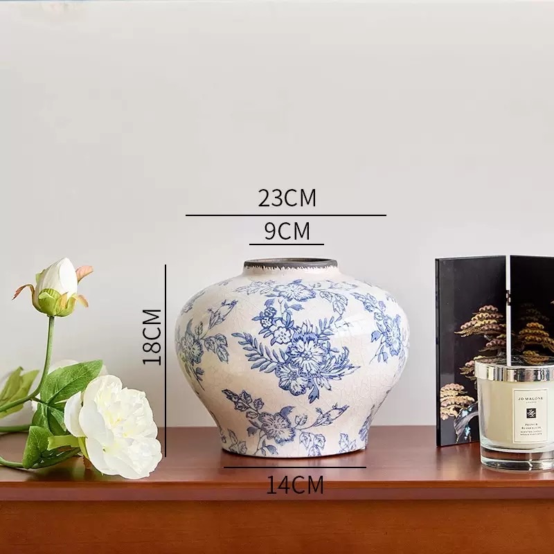 Bình gốm hoa xanh Mỹ D