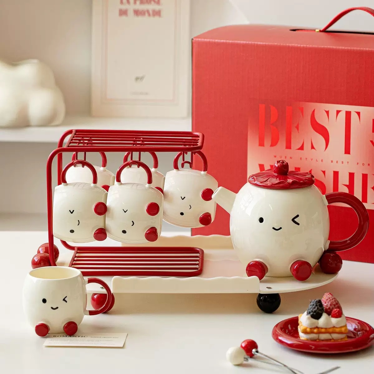 Set trà pang pang 6 cốc + giá treo+khay