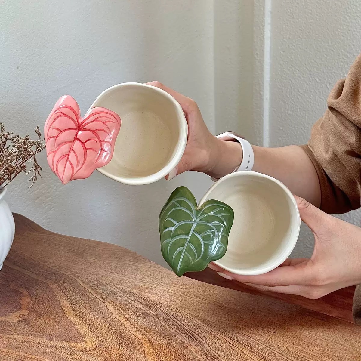 Cốc gốm lá Caladium