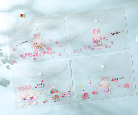 Túi Clear bag hoạt hình mới K15 - thỏ trong suốt