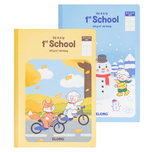 ở 4 ô ly may dán gáy 1st School Foxy & Sheepy  B5 Klong 80 trang 120/76 Klong MS079 - 80