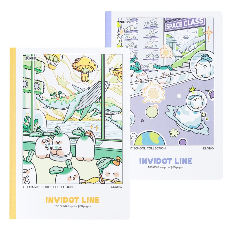 Vở kẻ ngang may dán gáy InviDot Line Tili Magic School B5 80 trang 100/76 Klong MS206