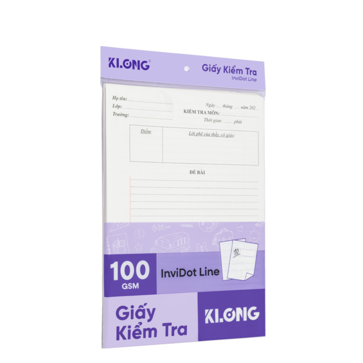 Giấy kiểm tra InviDot Line cấp II, III B5 20 tờ kép 100/76 Klong MS280