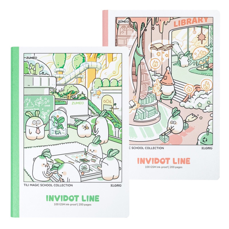 Vở kẻ ngang may dán gáy InviDot Line Tili Magic School B5 200 trang 100/76 Klong MS208