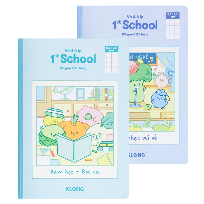 Vở 4 ô ly may dán gáy 1st School Fruity B5¯ 100GSM 120 trang 100/92 Klong MS 028