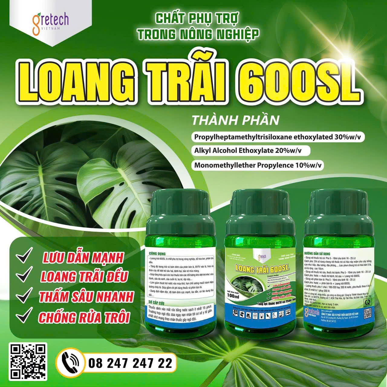 LOANG TRÃI 600SL - CHẤT PHỤ TRỢ NÔNG NGHIỆP - SIÊU LOANG TRÃI - SIÊU BÁM DÍNH