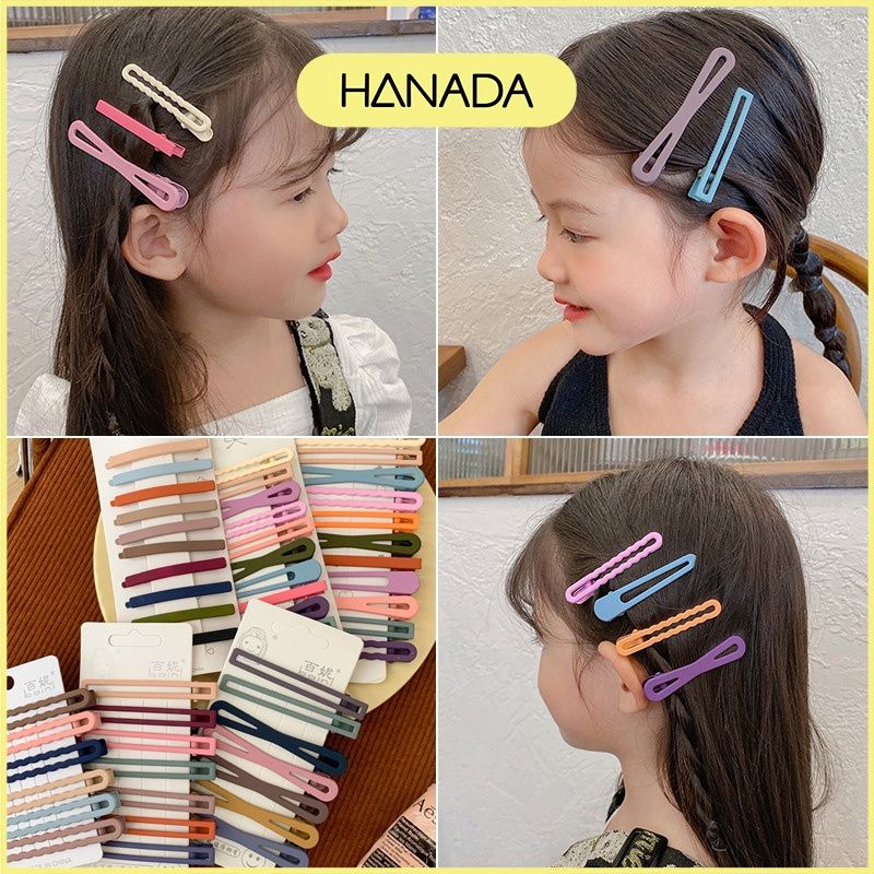 Set 11 Kẹp Tóc Cứng Cáp Nhiều Kiểu Dáng Màu Pastel Hanada 010 - Set 11 Cái Size Lớn