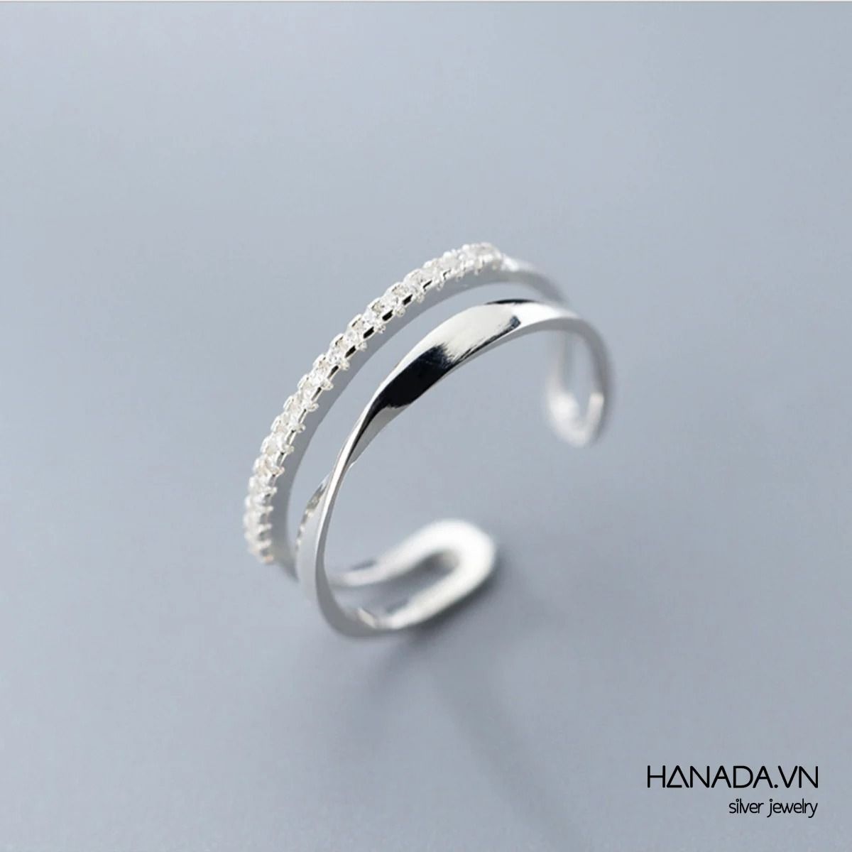 Nhẫn Vòng Đối Xoắn Đá 0710 N9