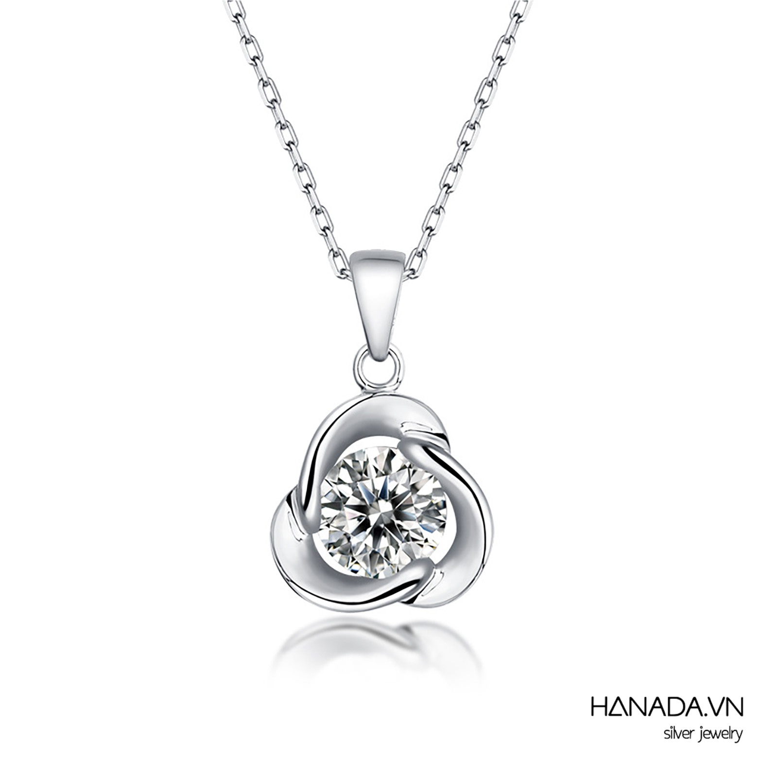 Dây chuyền Moissanite 5.0 MM Bạc 925 Cỏ Ba Lá 2536