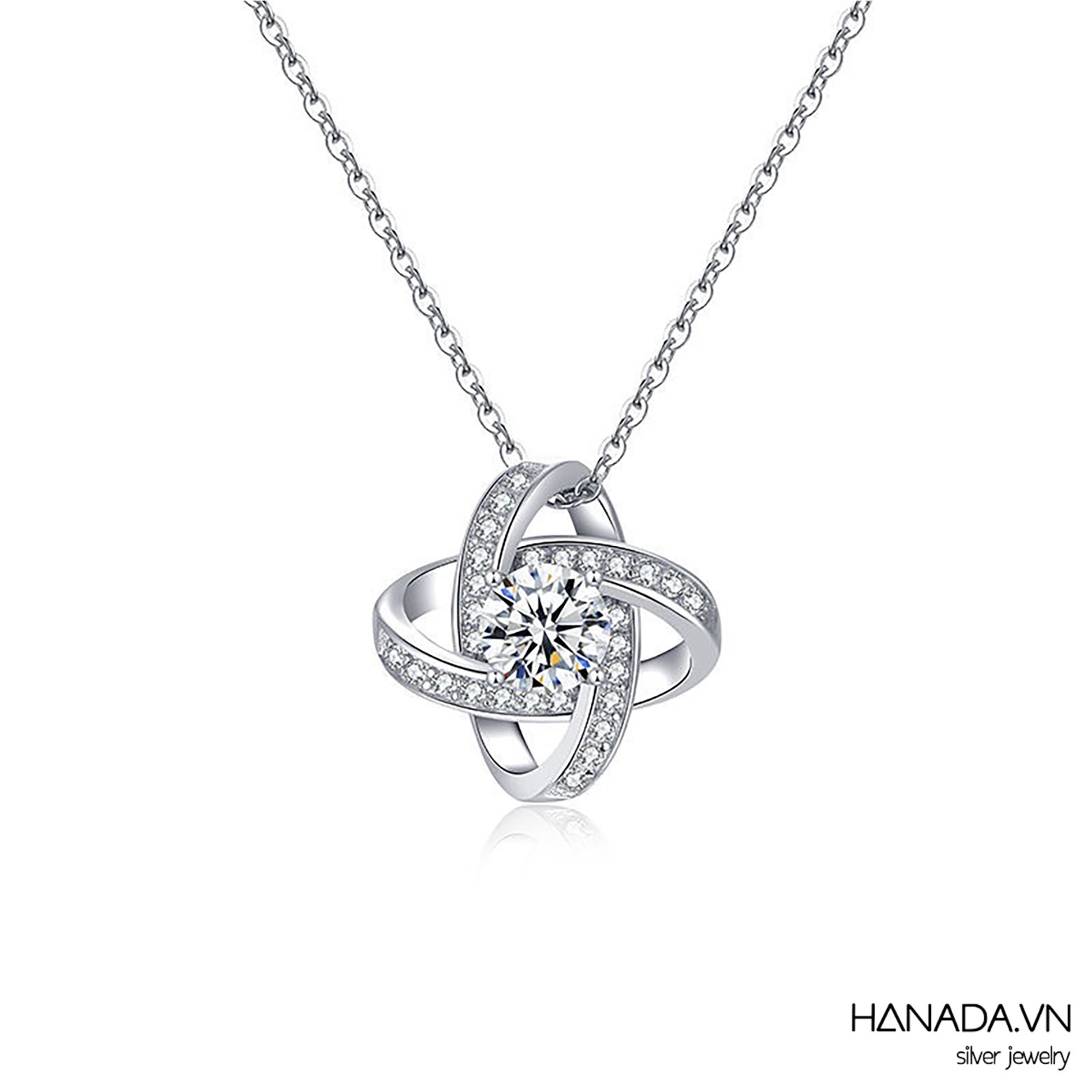 Dây chuyền Moissanite 5.0 MM Bạc 925 Nút Đồng Tâm 2537