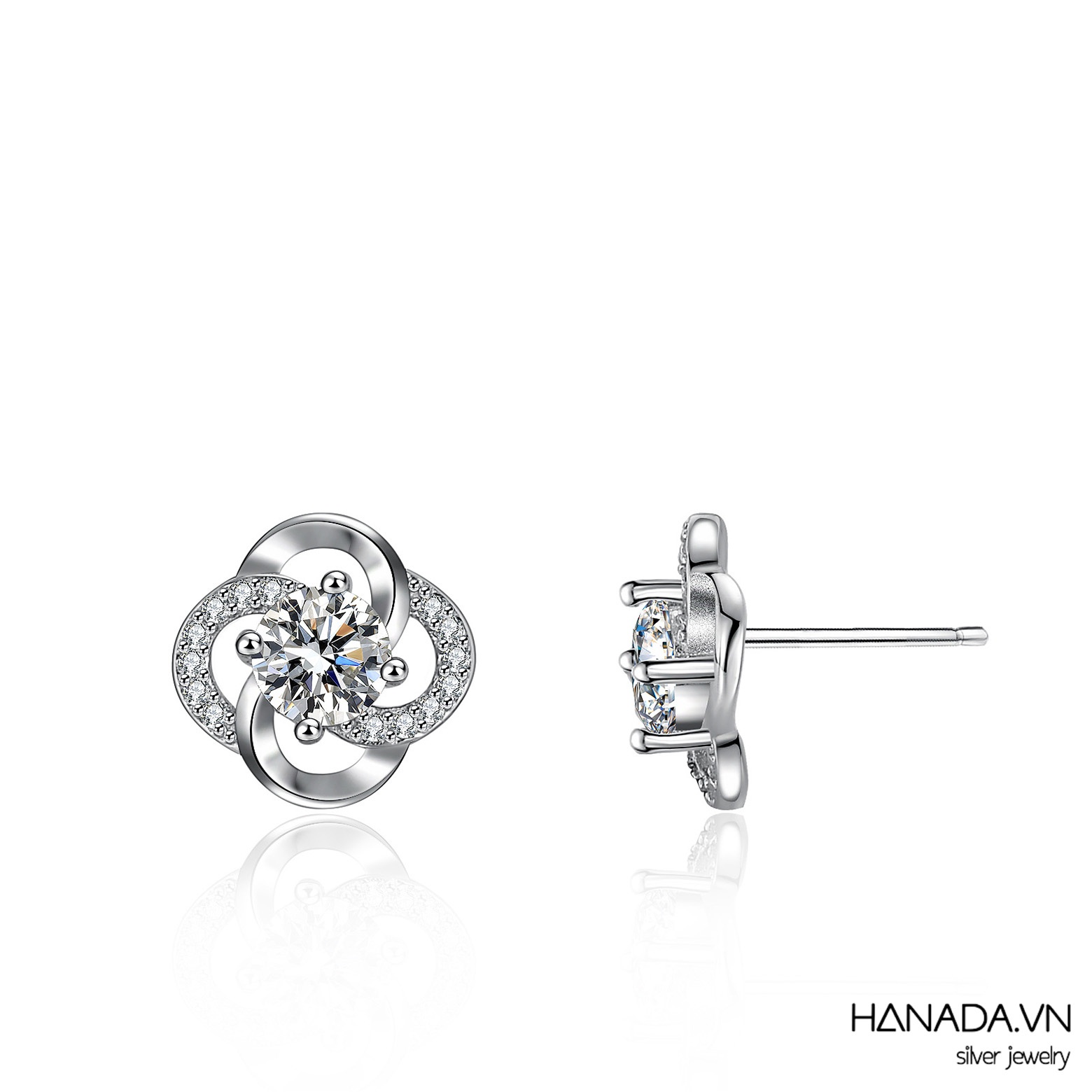 Bông Tai Moissanite 5mm Bạc 925 Nút Đồng Tâm 2538