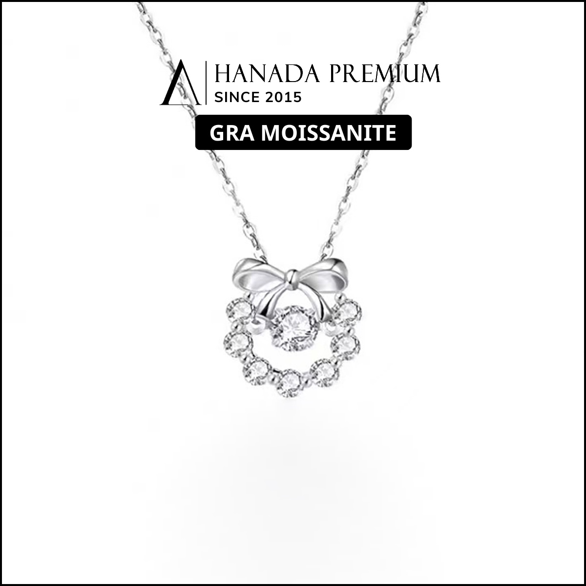 Dây chuyền Kim cương Moissanite 6.5MM Nơ Tiểu Thư Đá Nhảy 2464